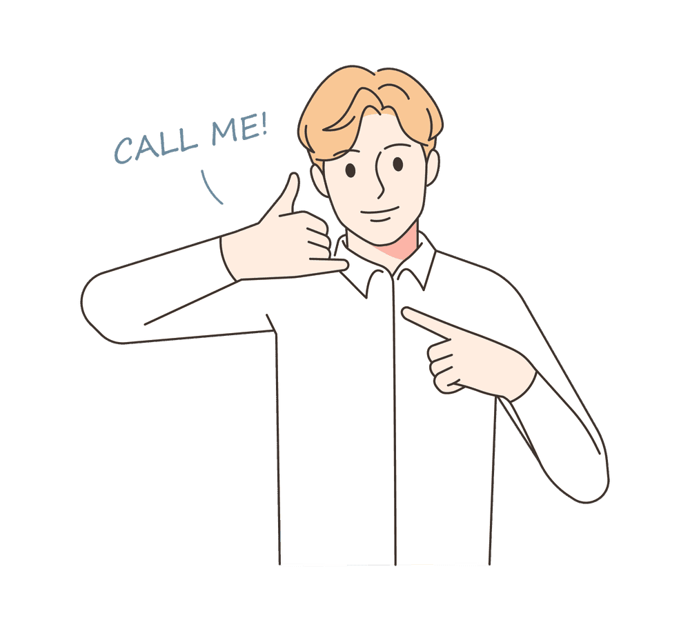 A man signaling "call me" with his finger using on-page SEO.