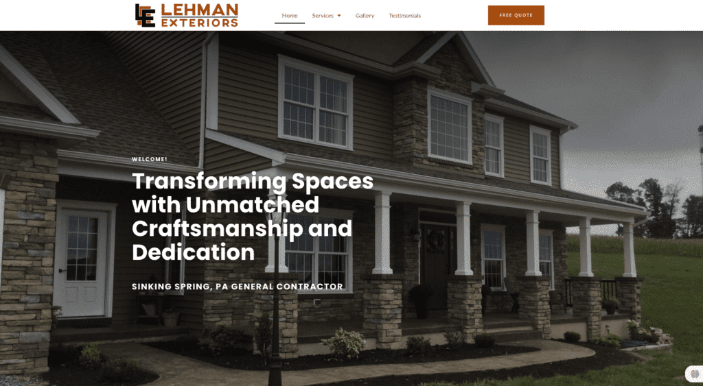 A website showcasing stunning exteriors with a house in the background.