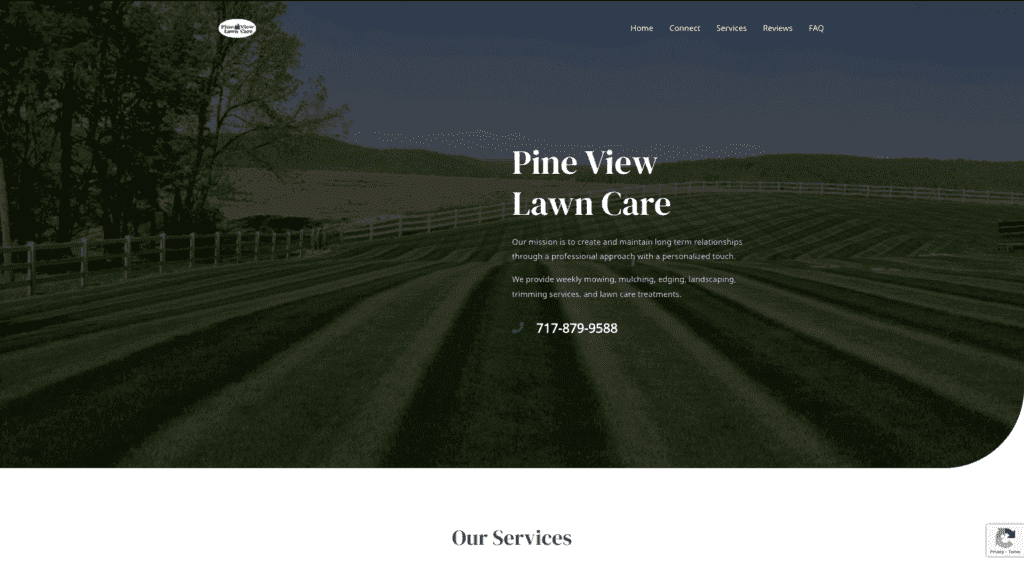Homepage screenshot of lawn.